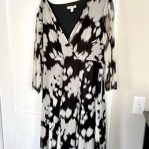 London Times Black and White Dress Tulle Overlay 22 3x